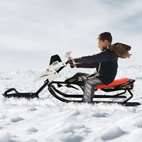 Steering Sledge with Adjustable Cushion Steering Wheel and Pull Rope Snow Sledge for Children and Teenagers