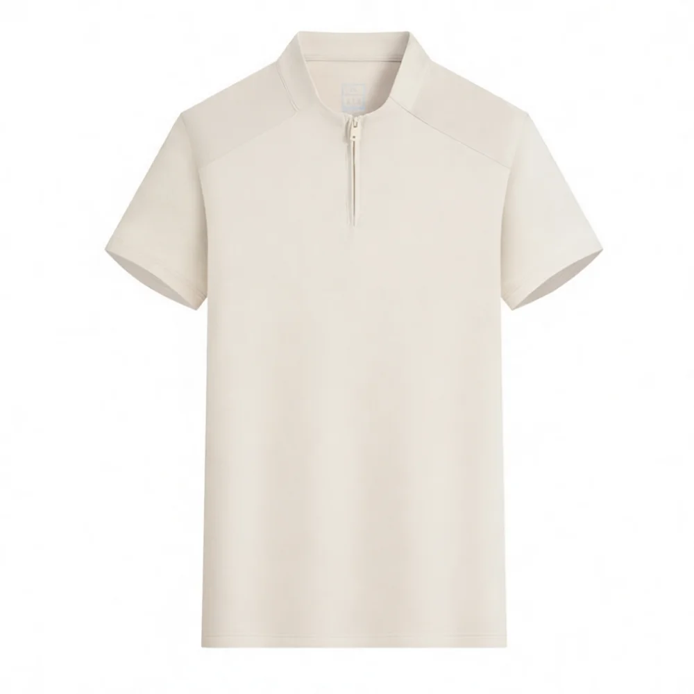 Athletic Polo Shirt Men Short Sleeve Breathable Quick Dry Tee Half Zip Stand Collar Running Training Gym Sport Shirt