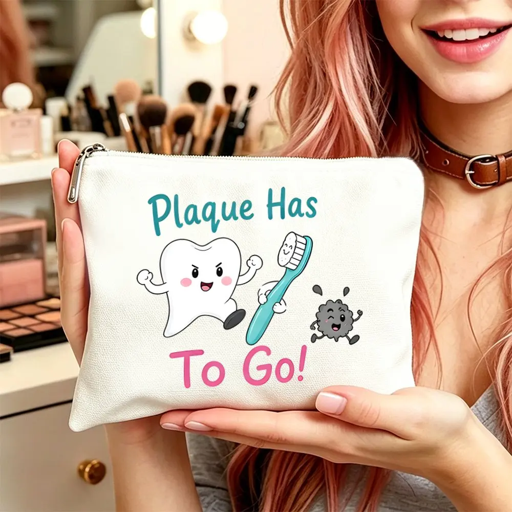 1pc Makeup Cosmetic Bag Toiletry Pouch Versatile Use Gift Bag Women Funny Dental Print Cosmetic Bag for Mom Daughters Friends