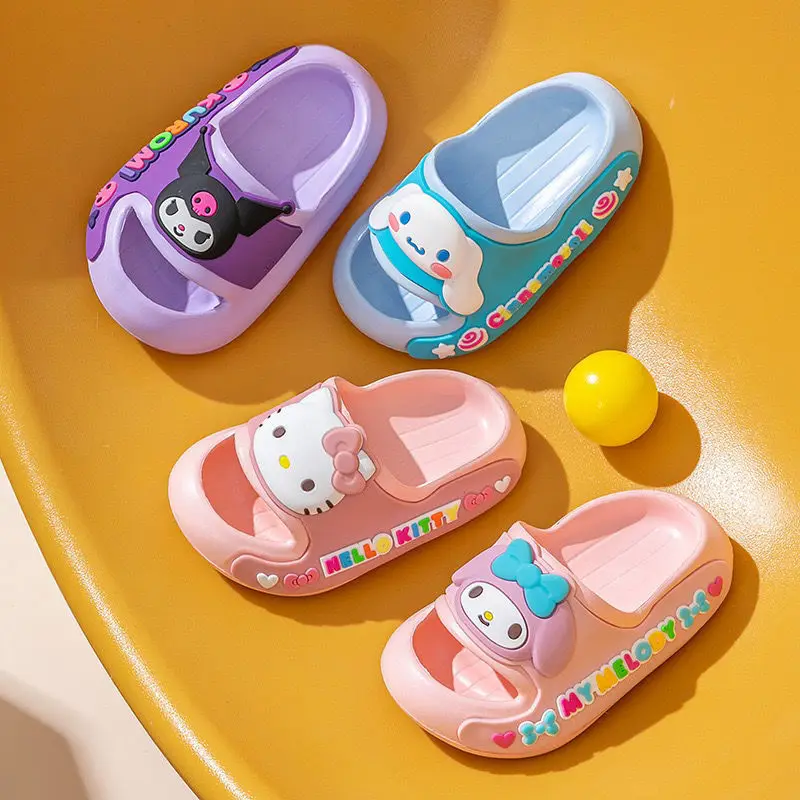 

New Style Sanrio Hello Kitty Slippers Kawaii Cartoon Children Sandals Summer Girl Indoor Anti Slip Soft Wear Resistant Shoes HOT