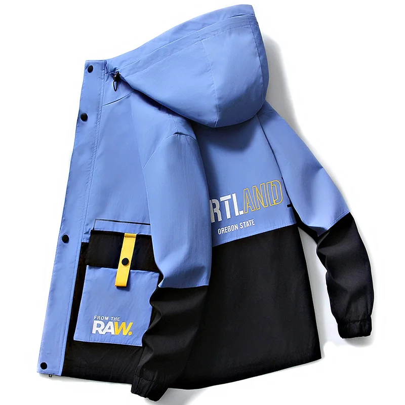 

Casual Pop Spring Autumn HIP HOP Street Outwear Zipper Hooded Jackets For Men's Tops Thin Baseball Coats Clothes OverSize M-4XL