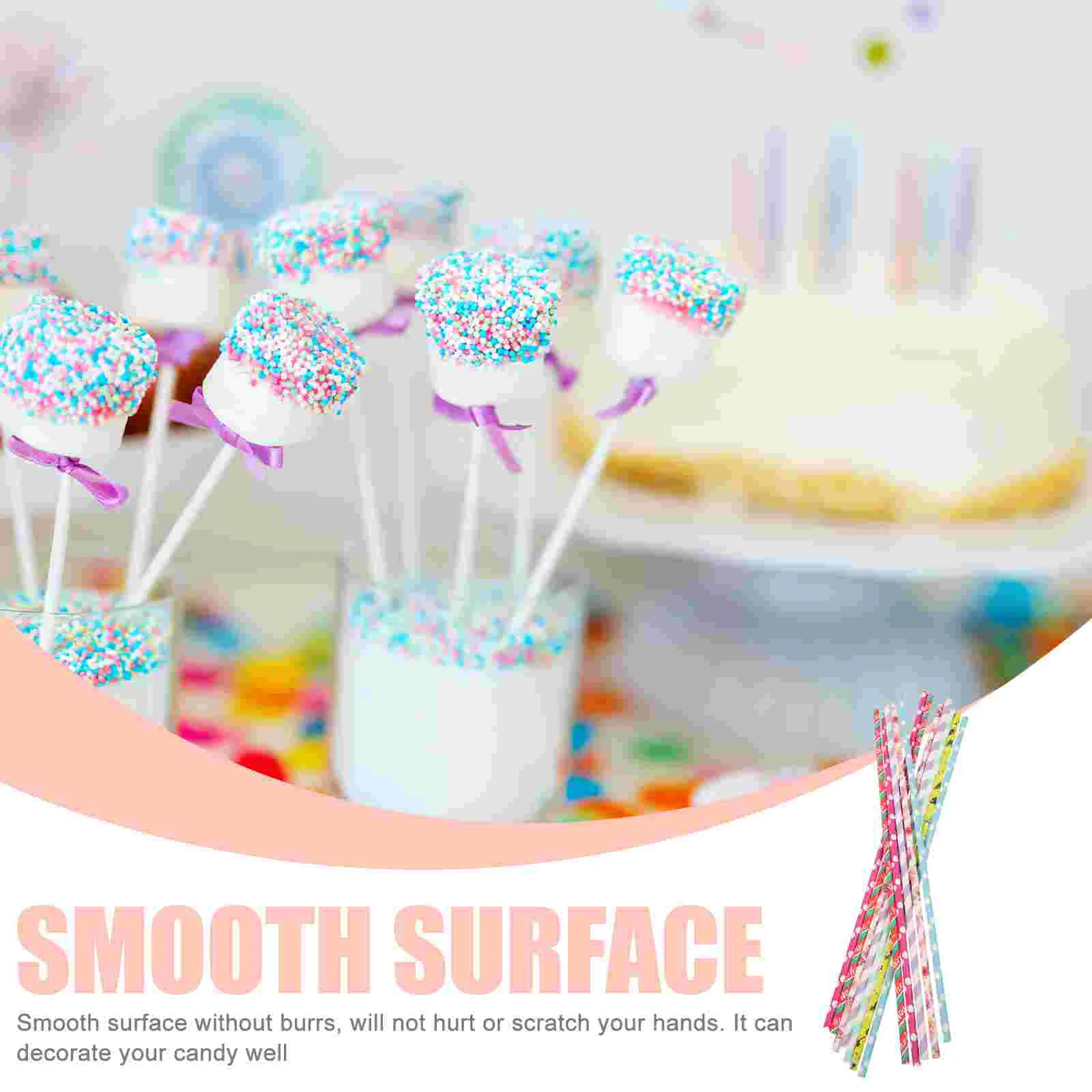 50 Pcs Marshmallow Stick Fancy Candy Cotton Sticks Lollipop Holder for Lollipops DIY