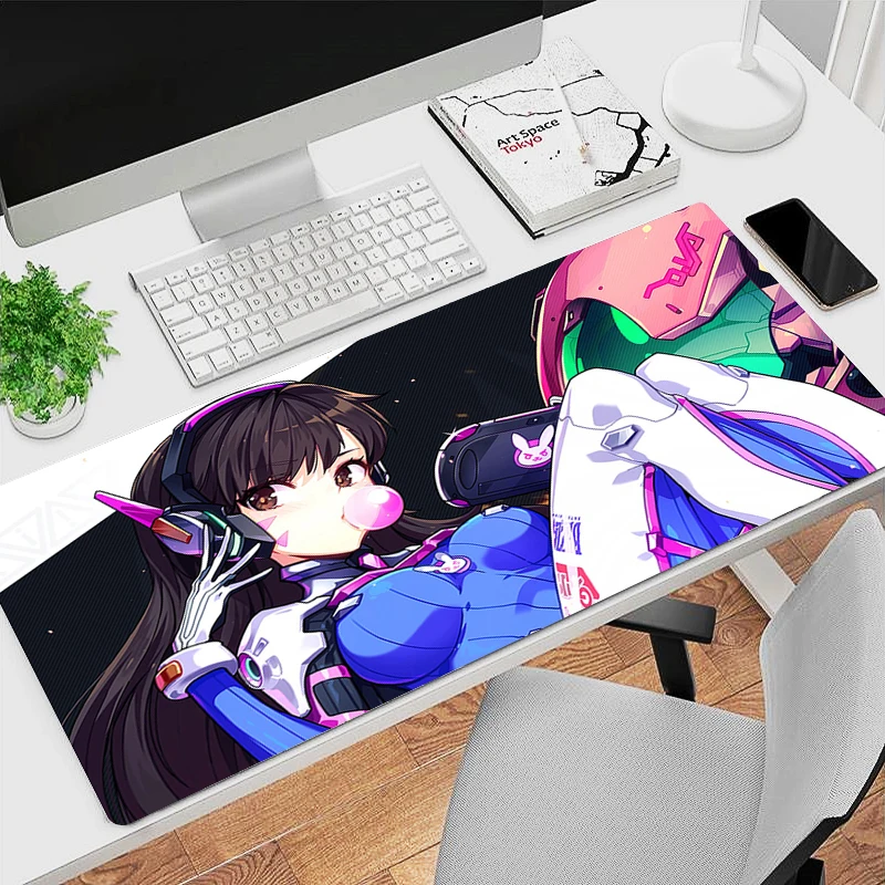 Imagem -04 - Overver Anime Gaming Teclado Mousepad Kawaii Menina Mouse Pad Tapete de Mesa Rosa Laptop Office pc Acessórios Tapete Bonito D.va Xxl