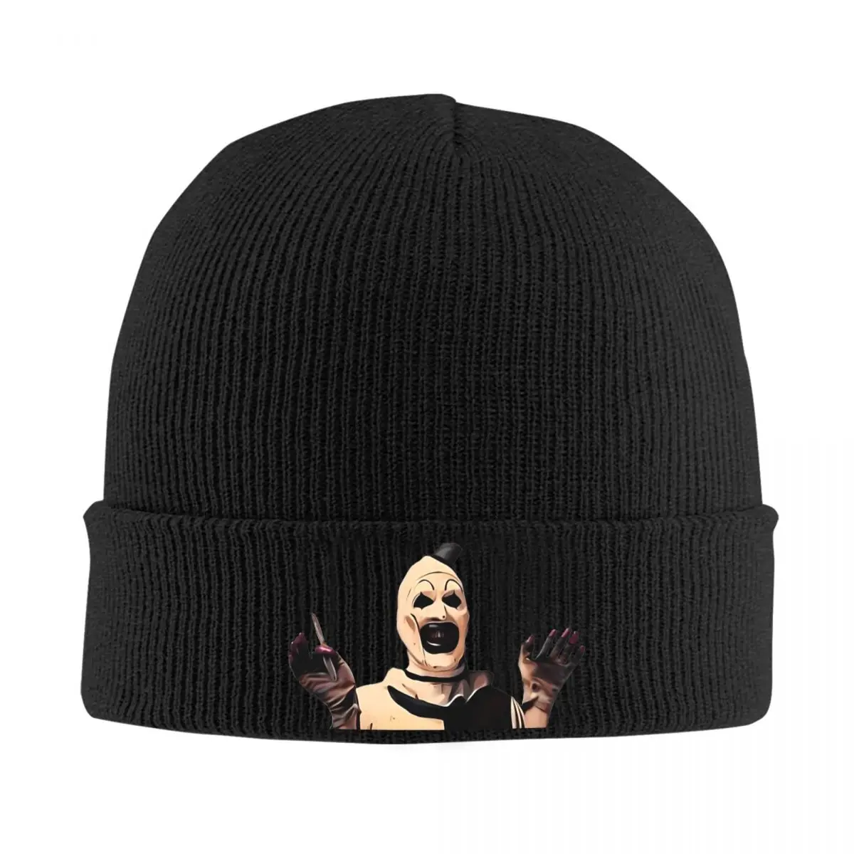 The Terrifier Art The Clown Beanie Hats Y2K Cool Caps Adult Unisex Kpop Knitting Hat Autumn Custom Warm Soft Beanie Hats