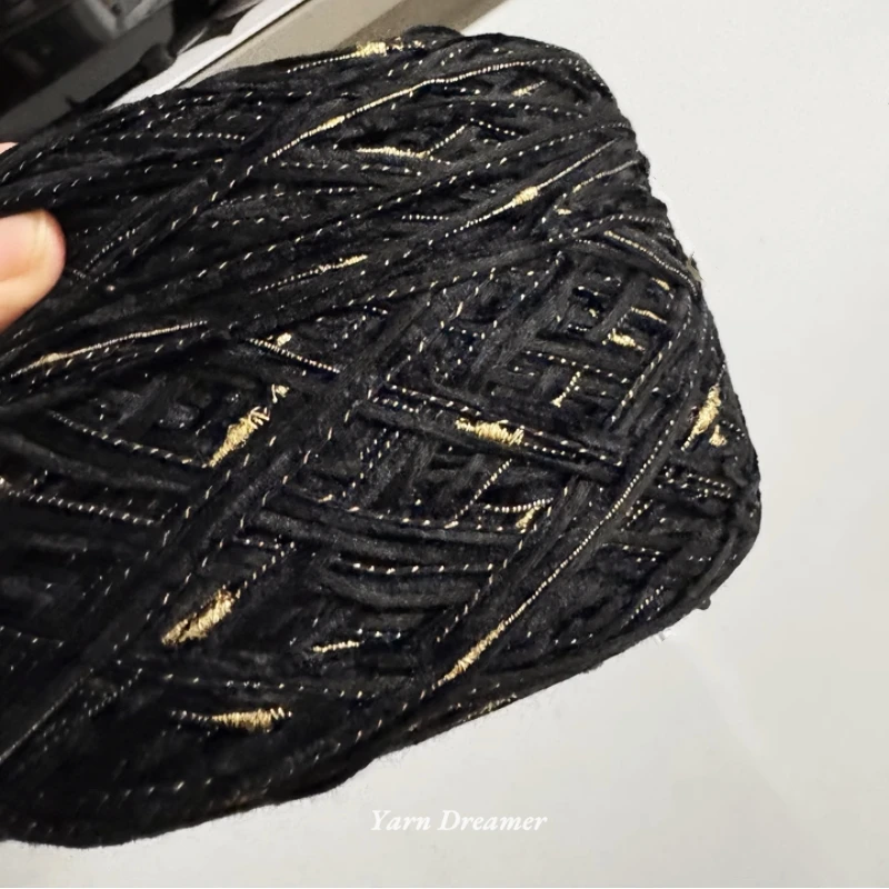 

22 Bag Crochet Yarn for Crochet Luxury Inspired Bag Sparkle Black with Gold Thread Slouchy Tote Bags Chunky Yarn for Knitting