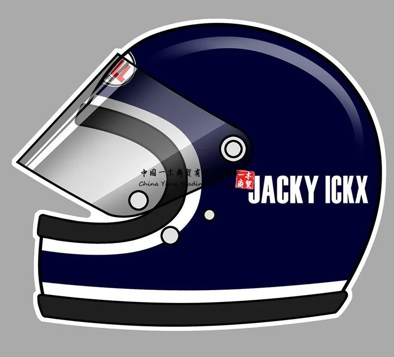 Jacky ICKX helmet left Sticker gauche vinyle laminé for motorcycle car