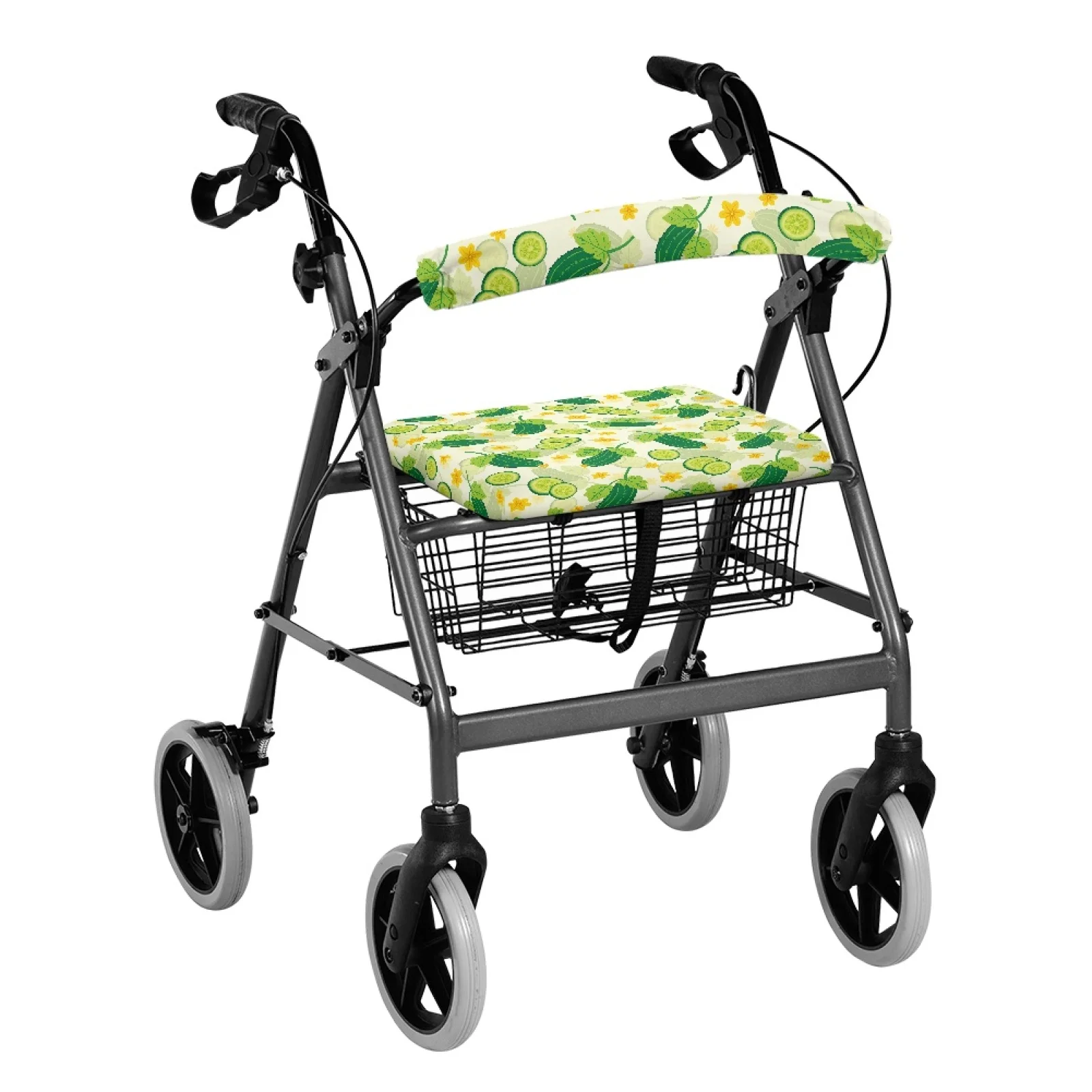 Coloranimal Portable Cover Only 2PCS Rollator Walker Seat Cushion Cover for Elder for Streets Cucumber