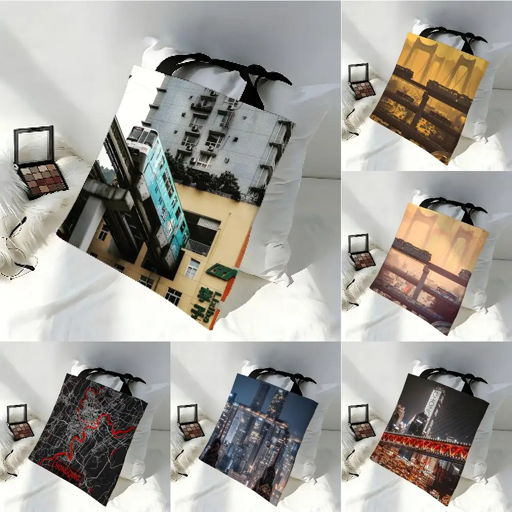 Chongqing a world-renowned cyberpunk city 4 Large Capacity Tote Bag Beautiful Decoration Stylish Shoulder Bag for Women