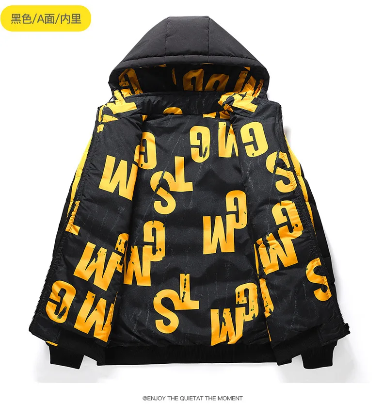 Men's Winter Thickened Cotton-Padded Jacket Double-Sided Wearable Cold-Proof Large-Sized Fashionable Trendy Outerwear