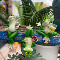 Creative Frog Resin Ornaments Balcony Outdoor Garden Flowerpot Decorative Sitting Posture Beer Frog Office Desktop Ornaments
