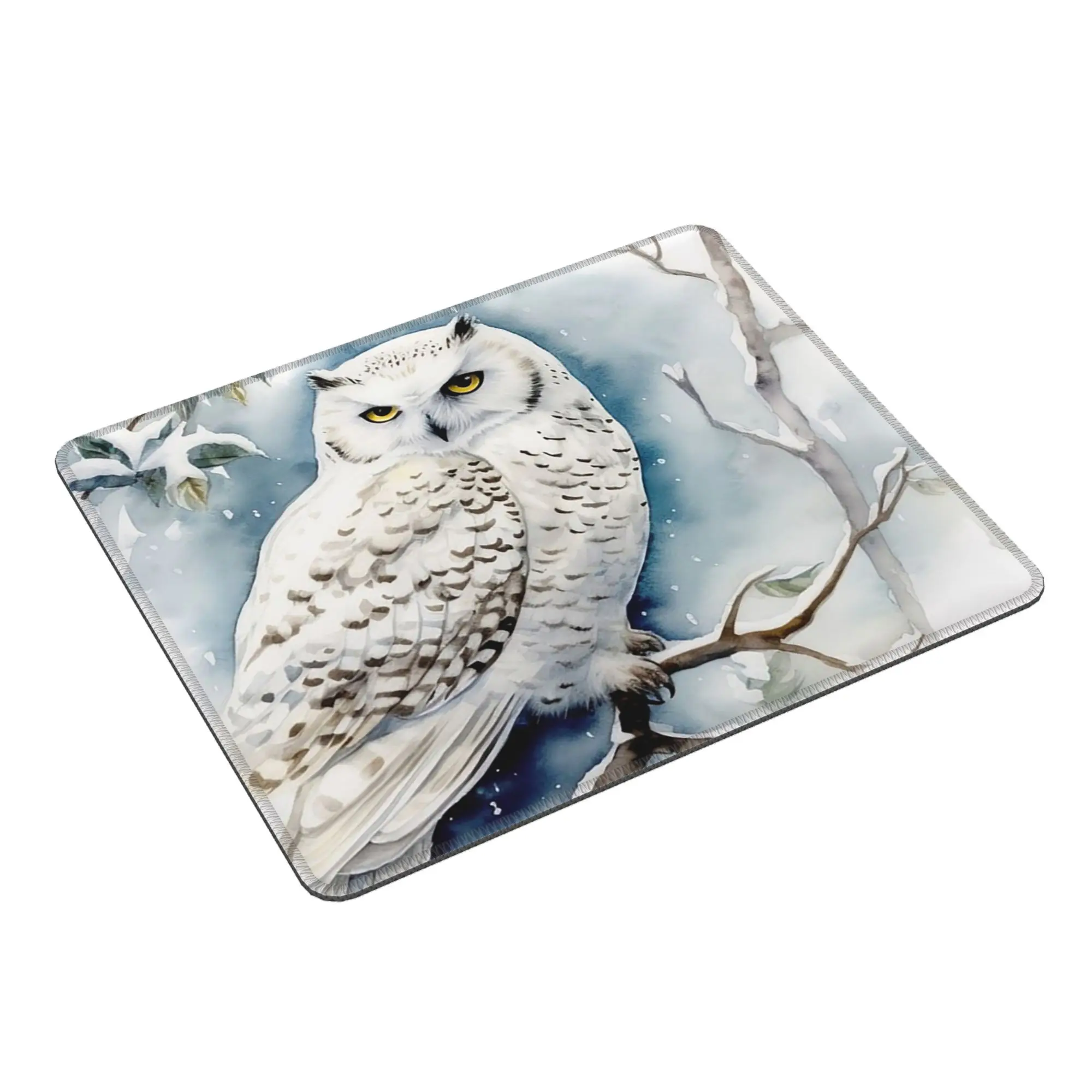 White Owl On Snow Covered Branches Mouse Pad Computer Keyboard Mouse Mat Gamer PC Laptop Desk Mat Office Accessories Table Mats