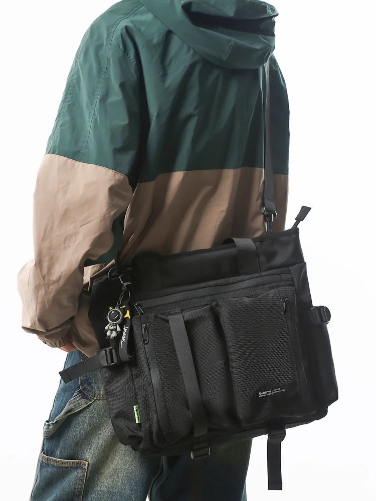 Trendy Men's Workwear Crossbody Bag Large Capacity Commuter Computer Bag Sports Handbag Single Shoulder Bag Multi-Functional