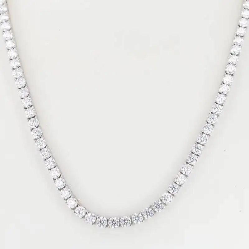 S925 necklace Moissanite Stargem Hip Pop Bracelet Chain Moissanite Diamond Necklace 2mm-5mm 925 Sliver Tennis Chain