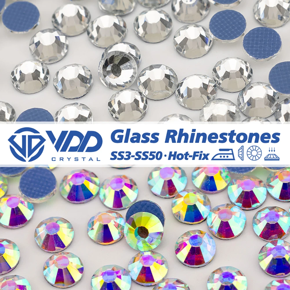 VDD SS3-SS50 High Quality HotFix Glass Rhinestones Crystal  Flatback Bright Glitter Strass Stones For Dress Garment Decoration