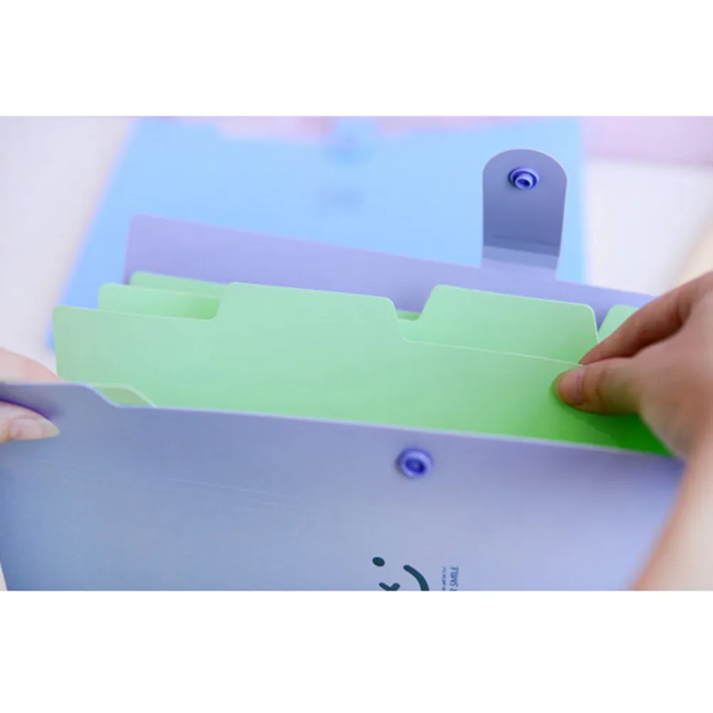 

A4 Size 5 Pockets Plastic Expanding Folder Snap Button Closure Secure Document Storage Organizer for Office School Travel Home