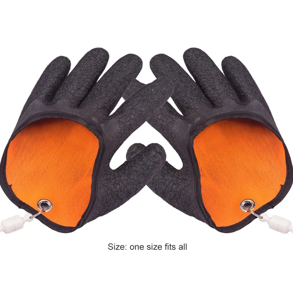 Fishing Gloves Anti-Slip Protect Hand from Puncture Scrapes Fisherman Catch Fish Latex Hunting Gloves Left/Right （Random Color）