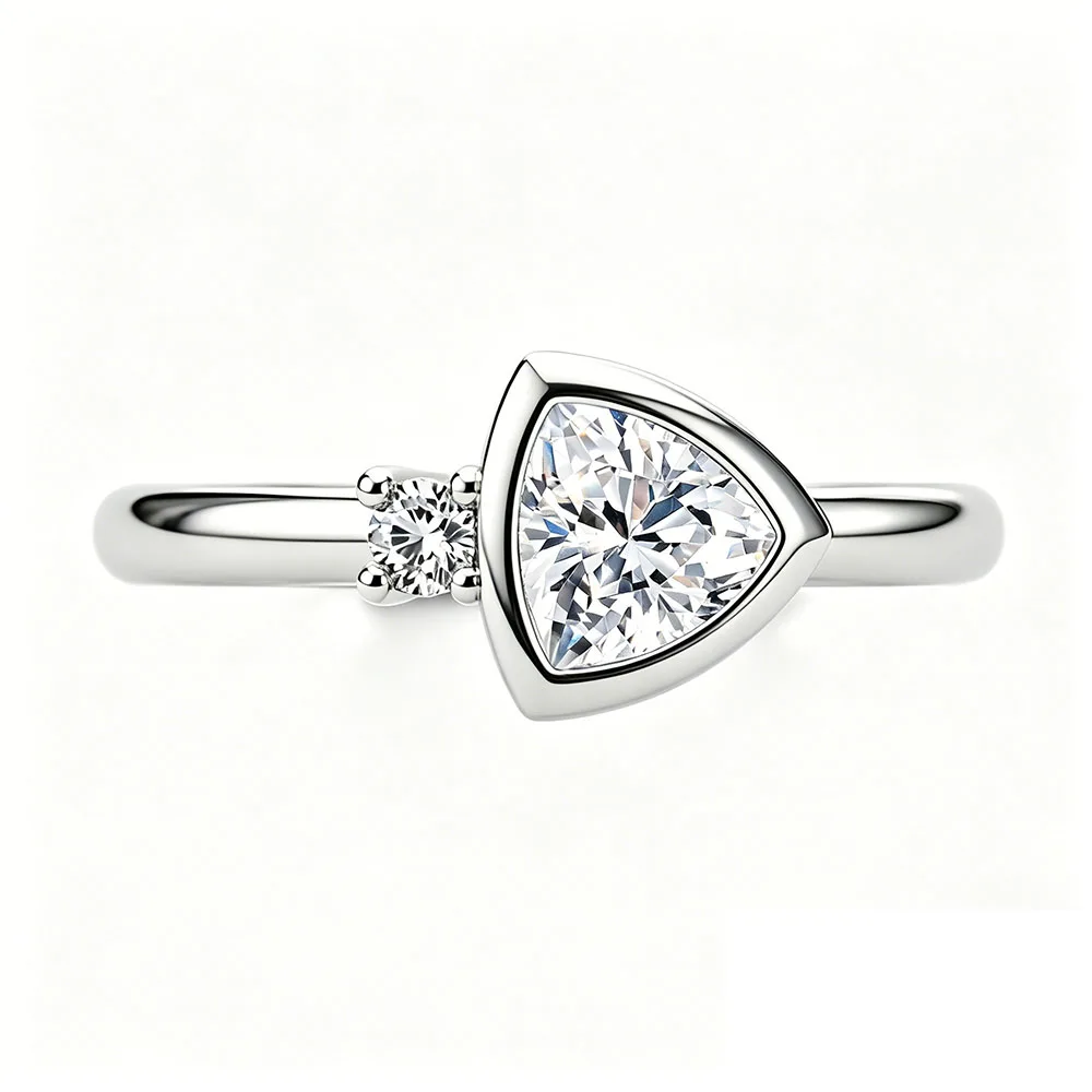 Apexelle Brand Fashion Jewelry 925 Sterling Silver Rings Triangle Zircon Bezel Setting Ring Bands Daily Wear Fine Jewelry