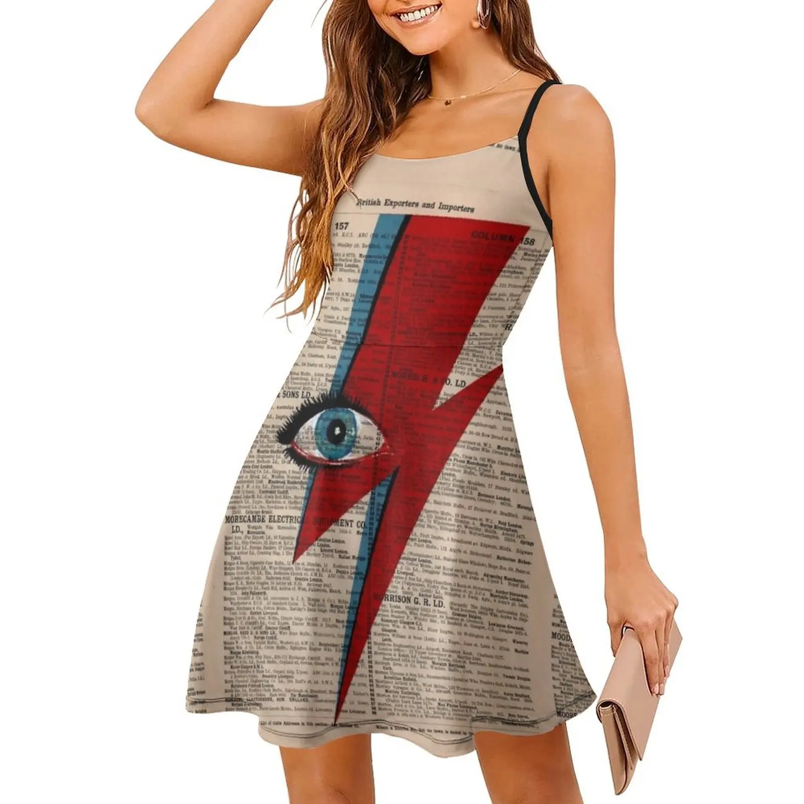 عيون البرق زيغي باوي البرق نمط Preppy فستان قصير للنساء ألف خط فضفاض صالح فستان يوم غير رسمي عيون زيغي البرق