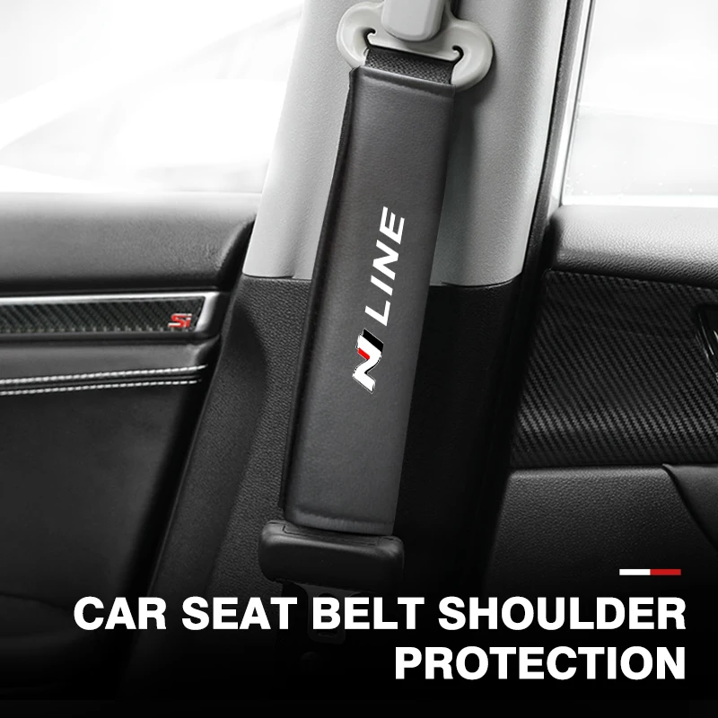 Car Seat Belt Shoulder Pad Leather Shoulder Pad Accessories For Hyundai N Nline Tucson Kona Sonata Veloster i20 i30 view 4