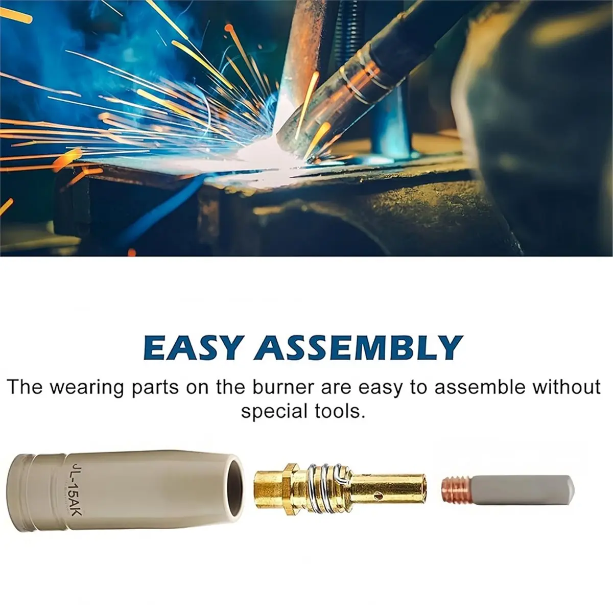 Budget-Friendly-14pcs Mig Welding Nozzle Tips with Non-Stick Coating, Replacement MB15 15AK MIG Welder Accessories (Coated .030