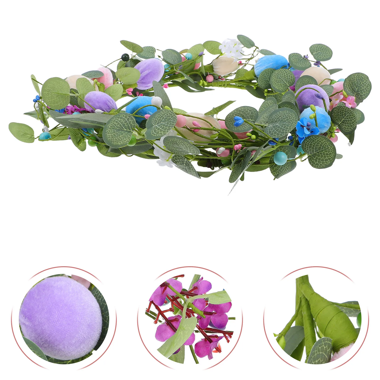 

Искусственный пасхальный венок: пастельные цвета, пенопластовые яйца и гирлянда из эвкалипта, деревенский весенний цветочный венок для двери, сезонное украшение в стиле фермерского дома