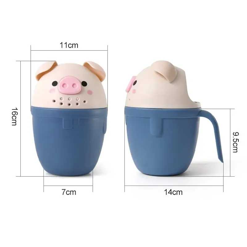 Cute Baby Shampoo Rinse Cup Baby Piggy Cartoon Bath Rinser Pail to Wash Hair and Wash Out Shampoo by Protecting Infant Eyes