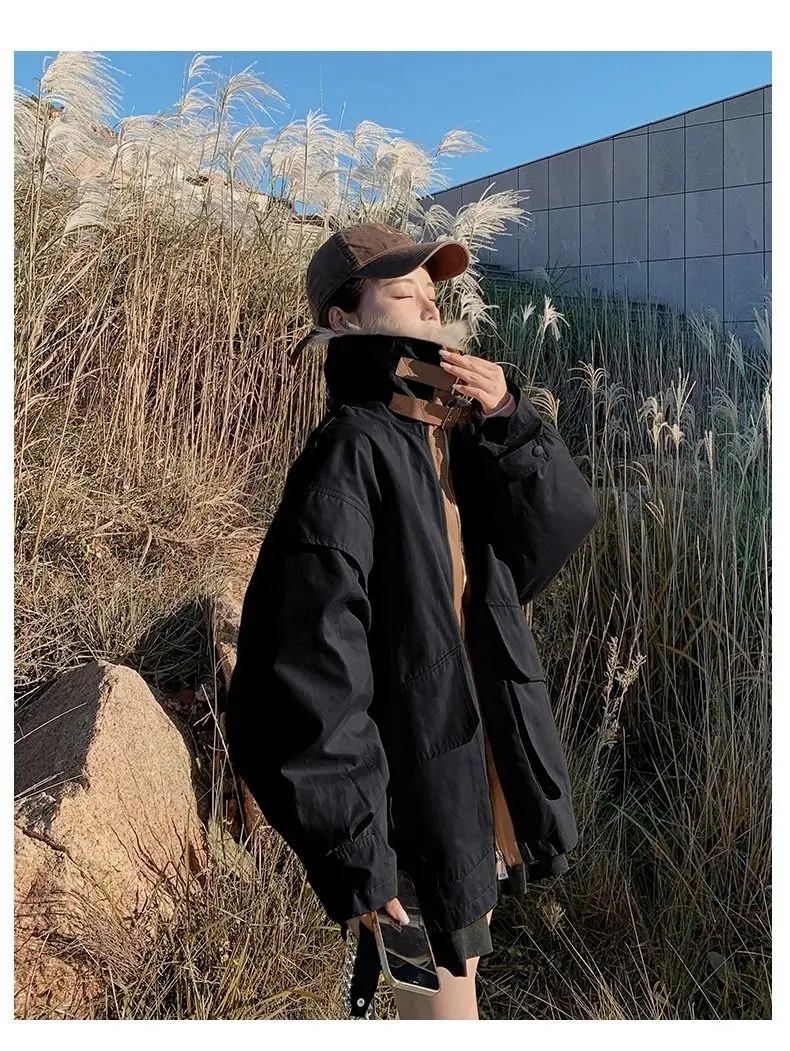 

Женская зимняя парка с утеплителем, имитацией шерсти, пэчворк, многофункциональная, с воротником-стойкой, в стиле «литературный», с эффектом потертости