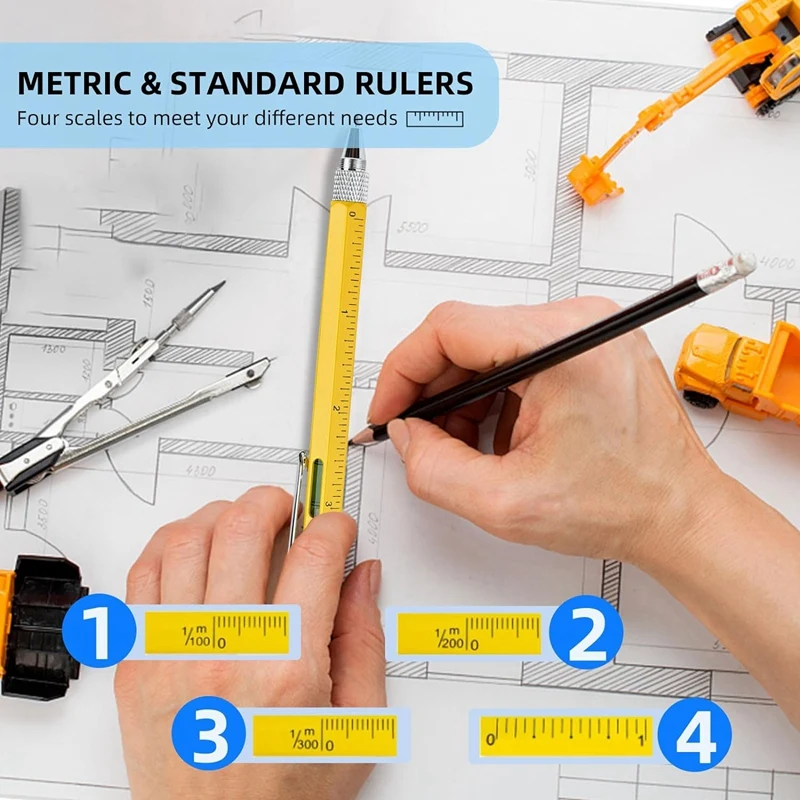 Bolígrafo multiherramienta, Gadgets geniales, bolígrafo novedoso con lápiz óptico, nivel, reglas, destornilladores, regalos de cumpleaños Para papá y marido, fácil de instalar