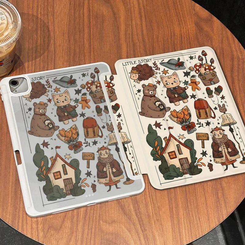 10.2 7th 8th 9th Gen Protective Case Mushroom House Bear for 10.9 10th Gen IPad Air 5 4 IPad Pro 11 2022 Ipad Mini 6 PC Shell