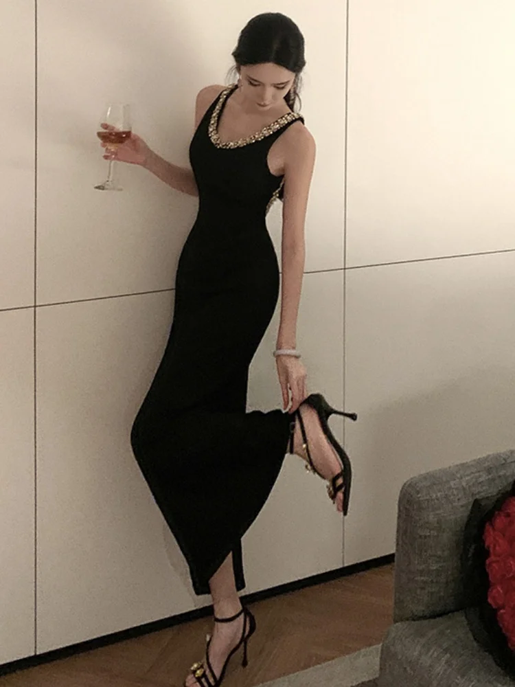 SMTHMA di Alta Qualità di Nuovo Modo Luce di Lusso In Rilievo O-Collo del Vestito delle Donne di Abbigliamento Temperamento Socialite Partito Abiti Lunghi