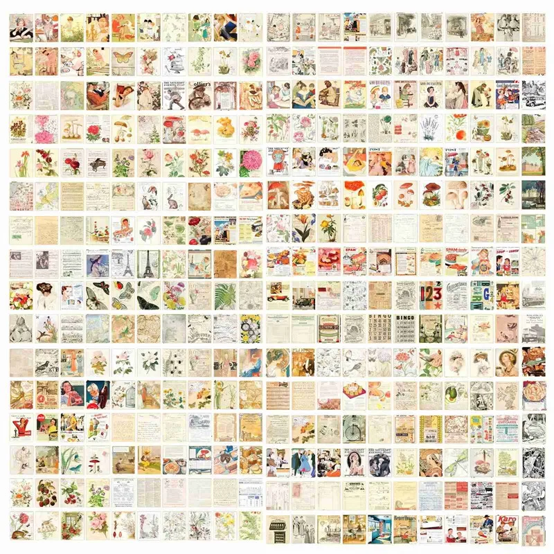 800 sztuk dziennika śmieciowego Vintage DIY papierowy materiał materiały do dziennika papier do scrapbookingu Retro dekoracyjne artykuły do dziennika