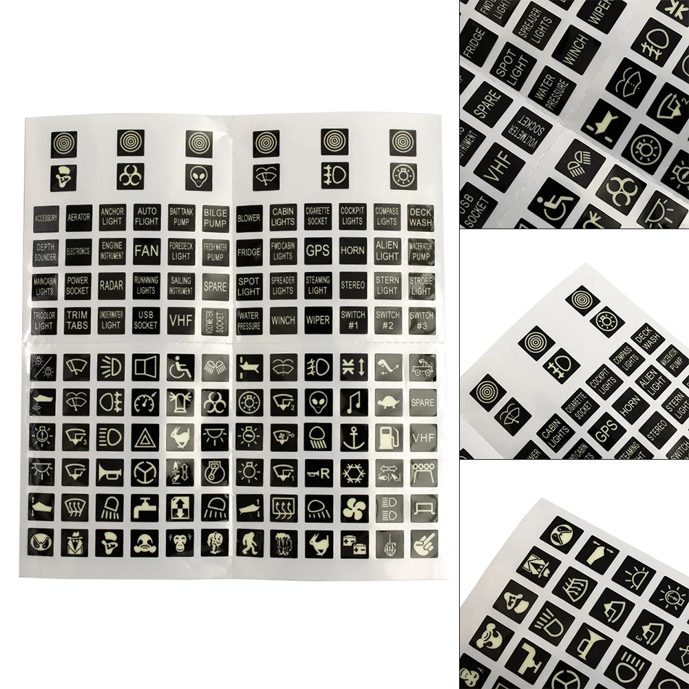 Boat Sticker Labels Car Decal Decoration Marine Night Panel Replacement Rocker 1 Sheet Sticker 132pcs Switch Accessory