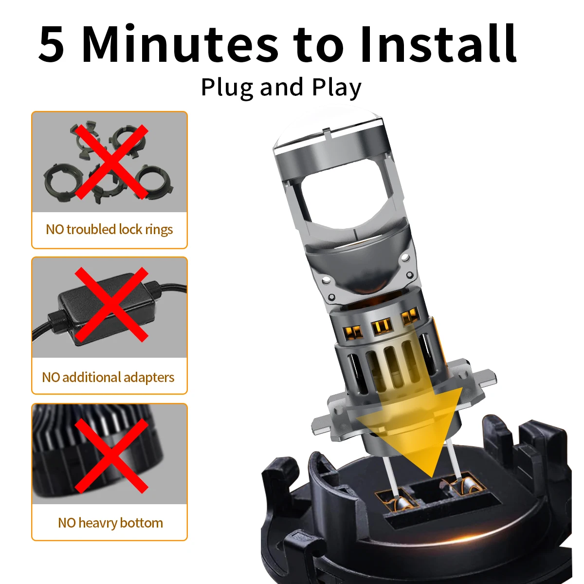 Plug and Play G18 H7 60 W 6000 K weiße LED-Projektorlinsenbirnen, schön geschnittene Beleuchtungslinie für Autoscheinwerfer – Detail 2