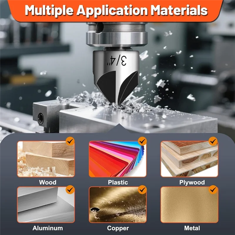 

EYFL-Feanron 1/4" Shank Hss4241 Countersink Drill Bit Set, 5 Pcs For Steel, Wood–For Counter Sink Bit