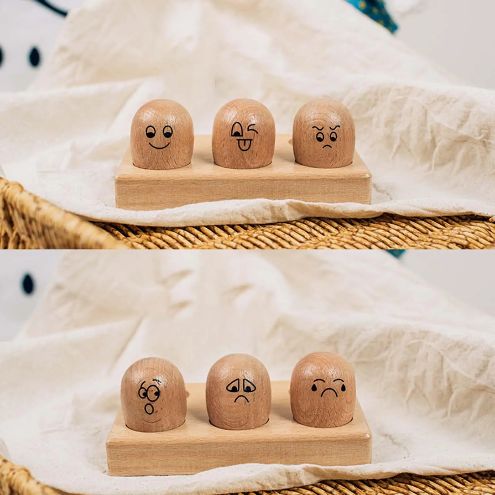 Wooden Expression Eggs Social Emotional Toys Funny Face Learning Activities Sensory Training Equipment for Kids Party Favor Gift