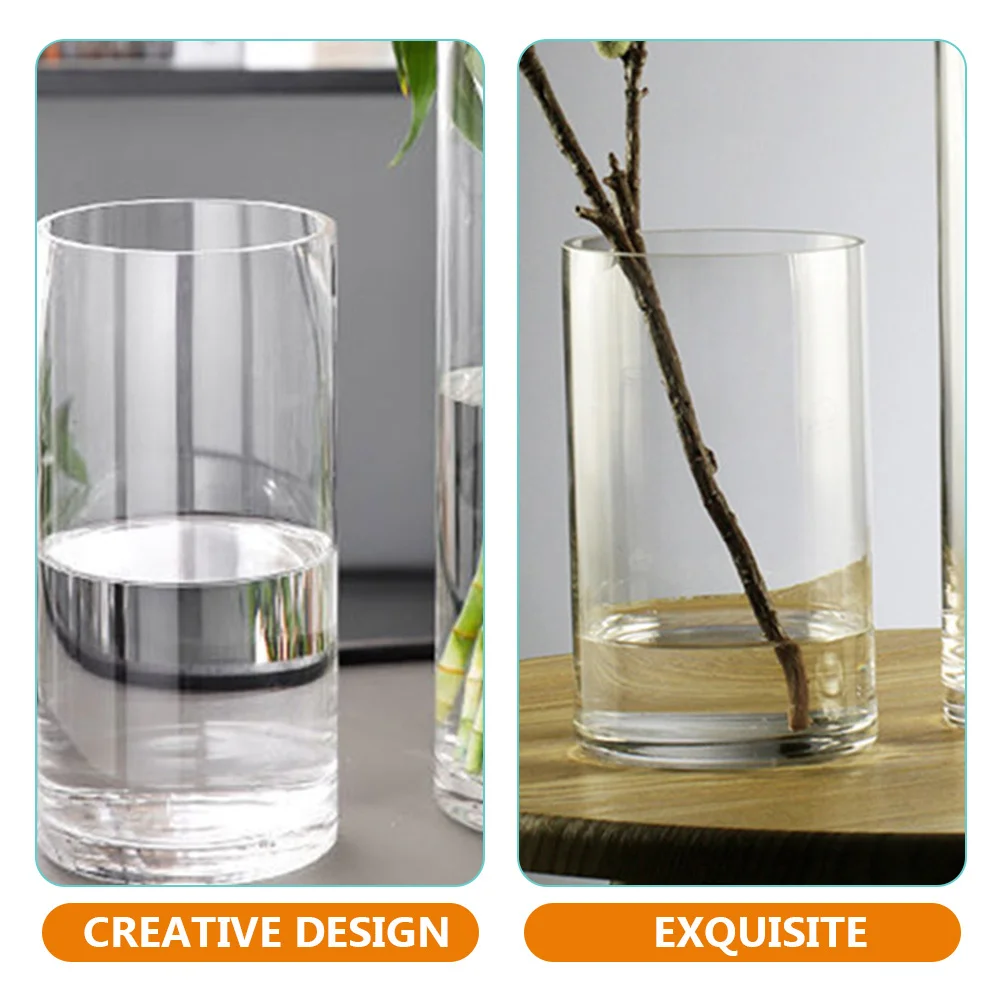 

Cylinder Glass Vase Clear Premium Crafted Flower Container for Fresh Dried Silk Flowers Home Living Room Kitchen Office
