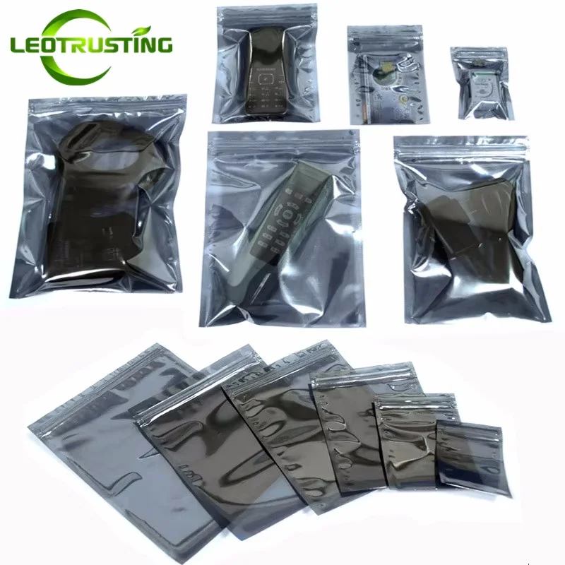 

100PCS Anti Static Shielding Ziplock Bag DIY ESD Instrument Self Sealing Battery Electronic Accessories Hardware Storage Pouch