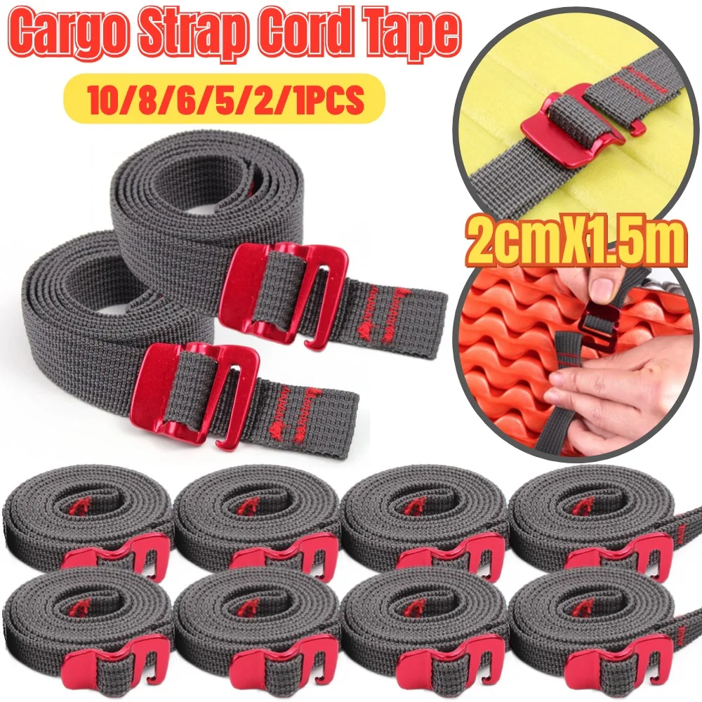 Cinturón de amarre con hebilla, correas de carga para exteriores, cinta de cordón de liberación rápida, cuerda de mochila de viaje, Correa fija, cinturones de tensión, correa de fijación