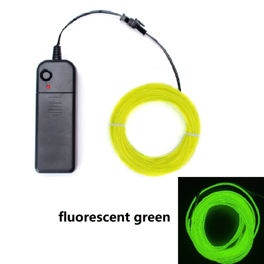 1m 3m 5m Glow EL Wire Neon Kabel voor Kerst Dansfeest DIY Kostuums Veelkleurig Verlicht Licht AA Batterij Lamp LED Strip