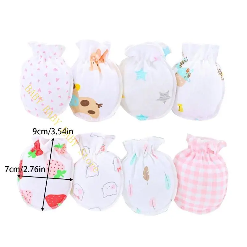 

Q81A Newborn Baby Cotton Cartoon Gloves Infant Toddler No Scratch Mittens Unisex
