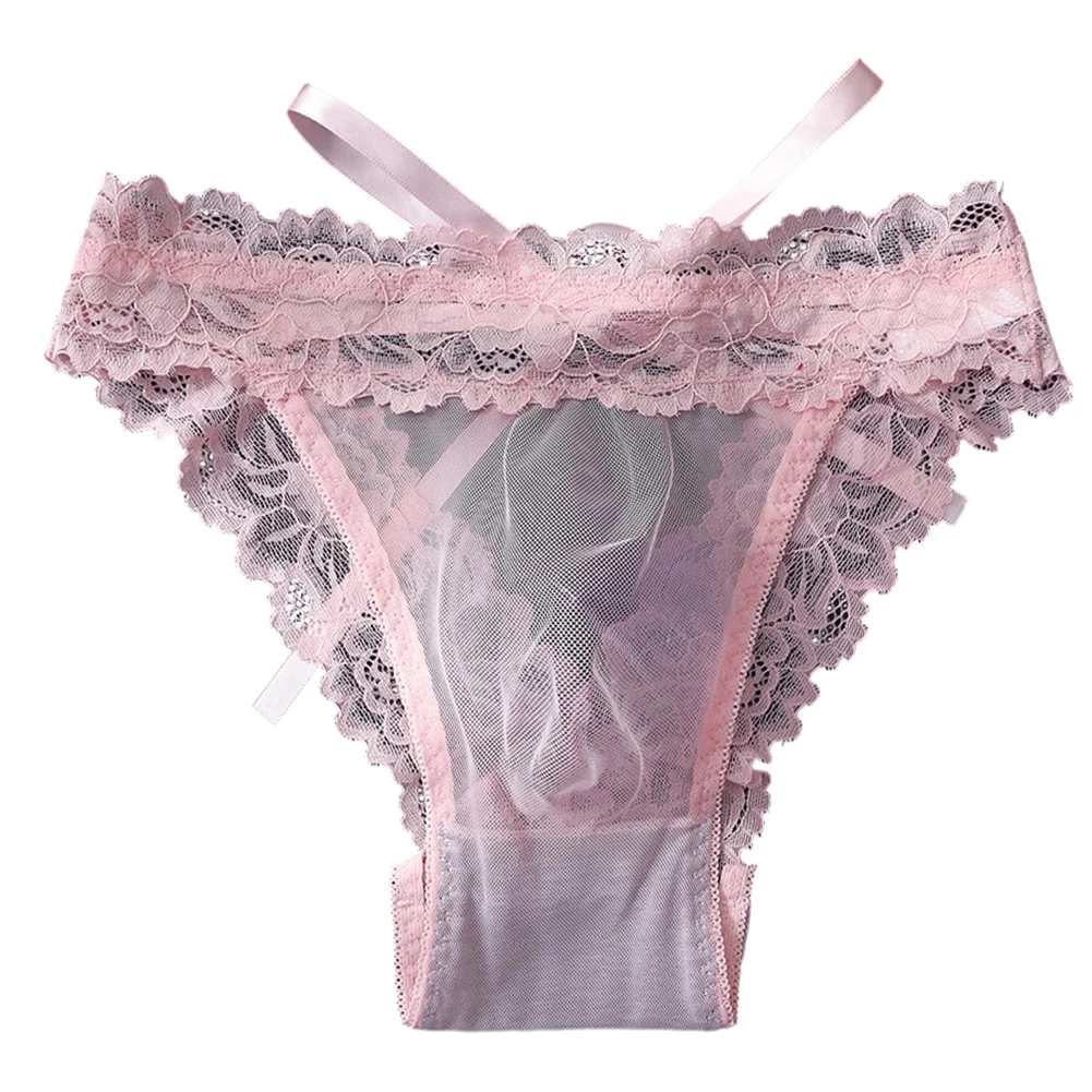 

1pc Men's Bow Mesh Lace Hollow Out Briefs Ultra-thin Underwear 3D Bulge Pouch See Through Panties Low Waist Breathable Lingerie