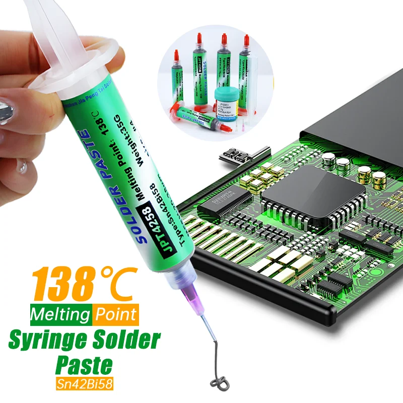 Lead-free Welding Paste Sn42bi58 SMD 138℃ Syringe No Clean Solder Paste Low Temperature For Iphone tail plug Repair Solder Paste