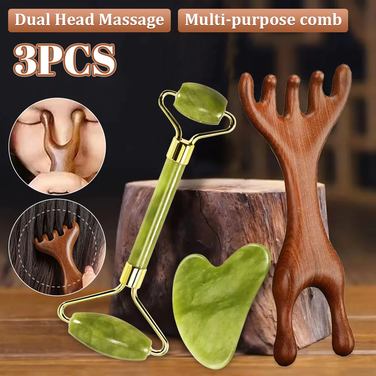 

Six Claws Dual-purpose Antler Comb Massage Comb Eyes Head Scalp Massage Meridian Comb Head Therapy Scraping Dredging Scraping