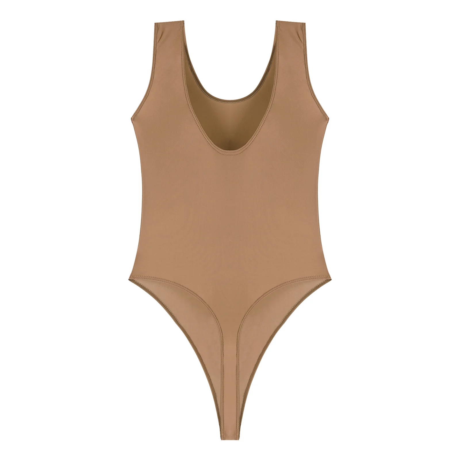 Bodysuit Sexy Swimwear Women's Glossy One Piece Sleeveless High Cut Thong Leotard Swimsuitfor Woman Swimming Bathing Suit