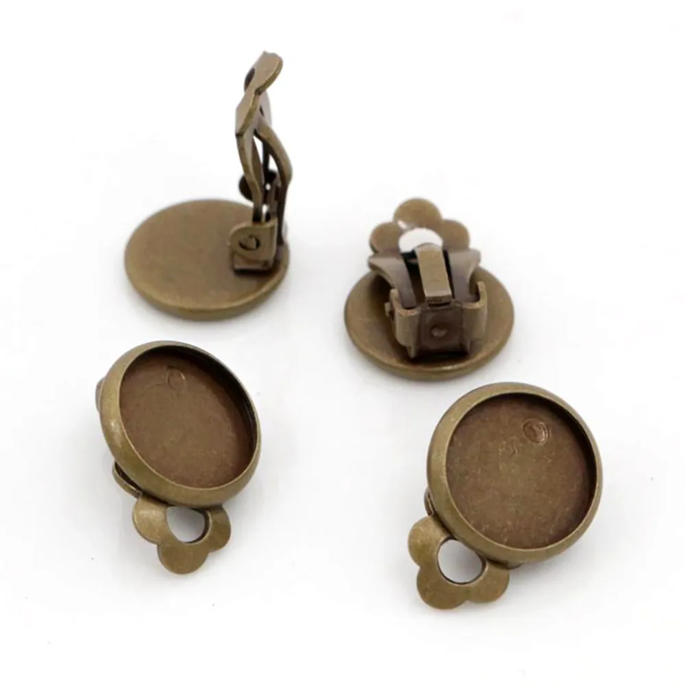 10mm 10 sztuk/partia miedzi materiał klipsy ucha 8 kolory Plated, kolczyki puste/Base,Fit 10mm szklane kaboszony, kolczyk ustawienie — zdjęcie 7