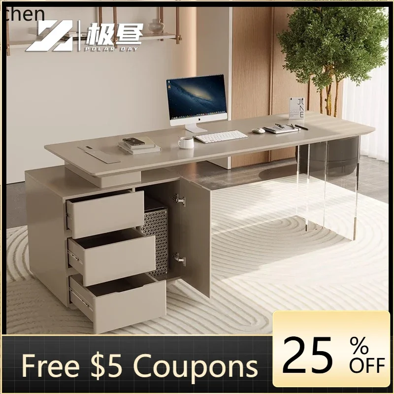 

T29 minimalist light luxury desk modern minimalist desk study acrylic floating writing desk