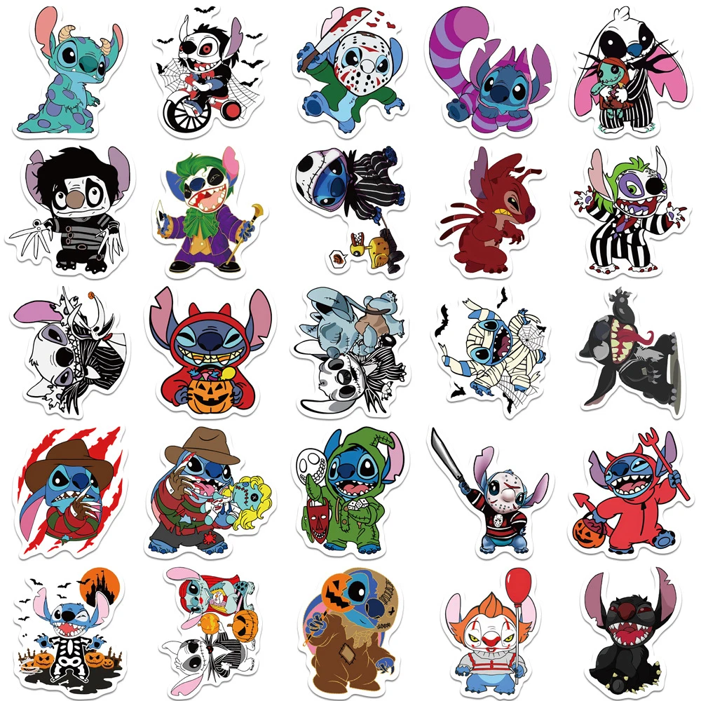 10/30/50pcs Disney Cartoon Horror Lilo & Stitch Stickers for Kids Fuuny Anime Decal Waterproof Graffiti Laptop Bike Cool Sticker