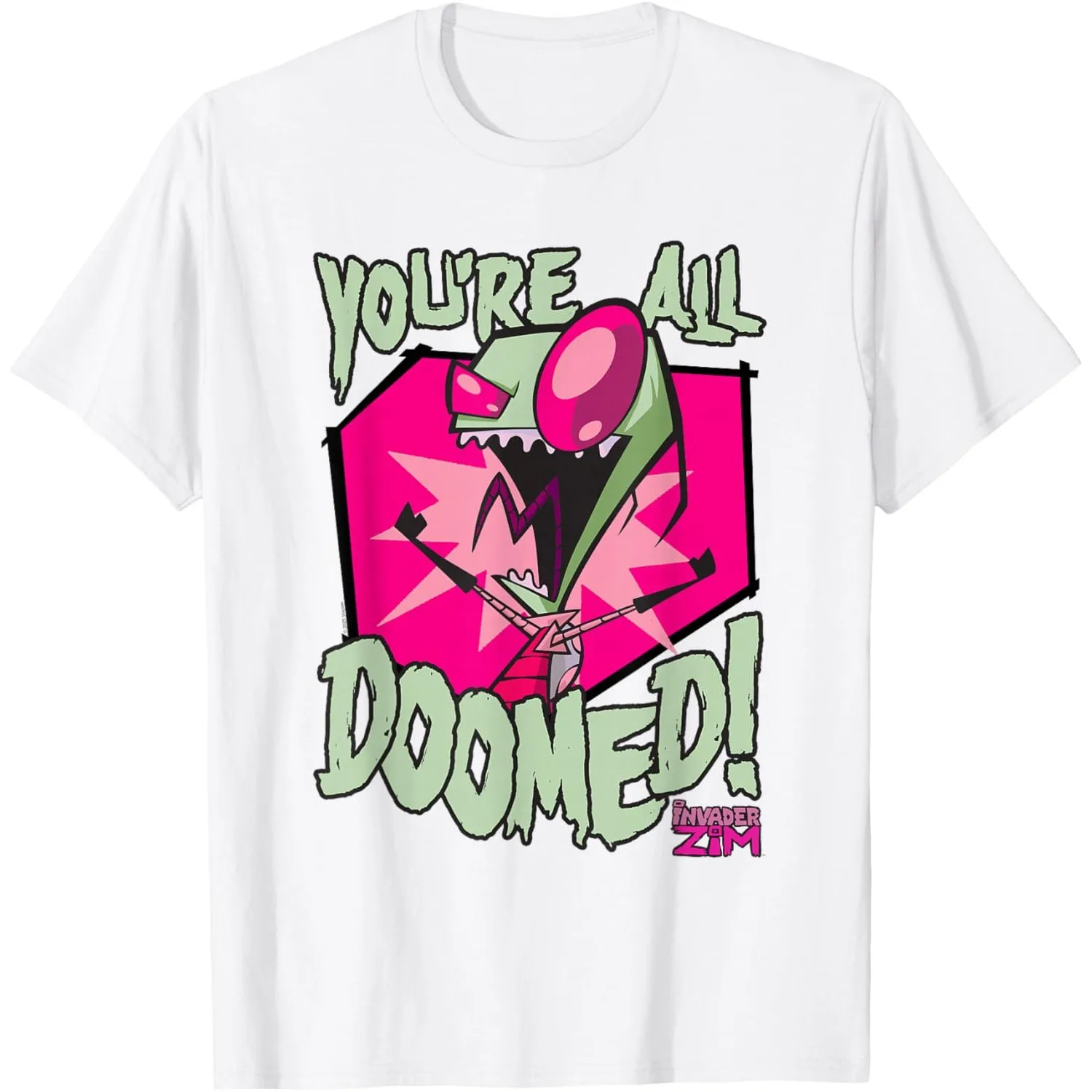 

Invader Zim You're All Doomed Graphic Tee Short Sleeve Cotton T-Shirt Casual Trip Wear