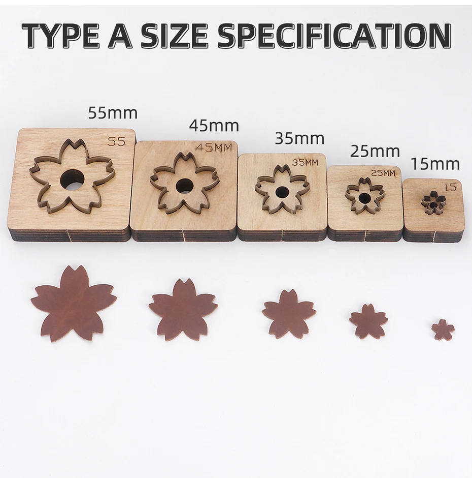 Qjh 2,5-5,5 cm Sakura, Blume, fünfzackige Sterne Stahl Leders ch neider, Schneidform für Leder, Stahl Punsch leder Handwerk – Detail 2