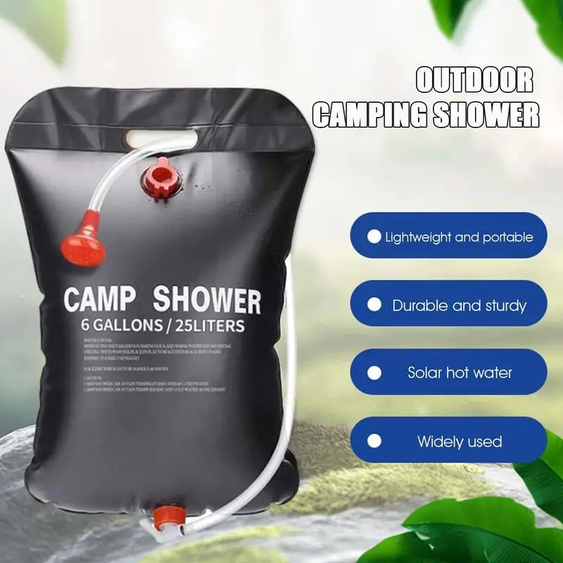 25L Foldable Solar Shower Bag Outdoor Bath Water Bag Portable Heating Bathing Water Storage Bag Camping Hiking Bathing Bag